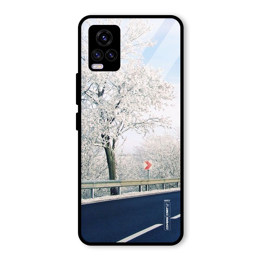 White Snow Tree Glass Back Case for Vivo V20 2021