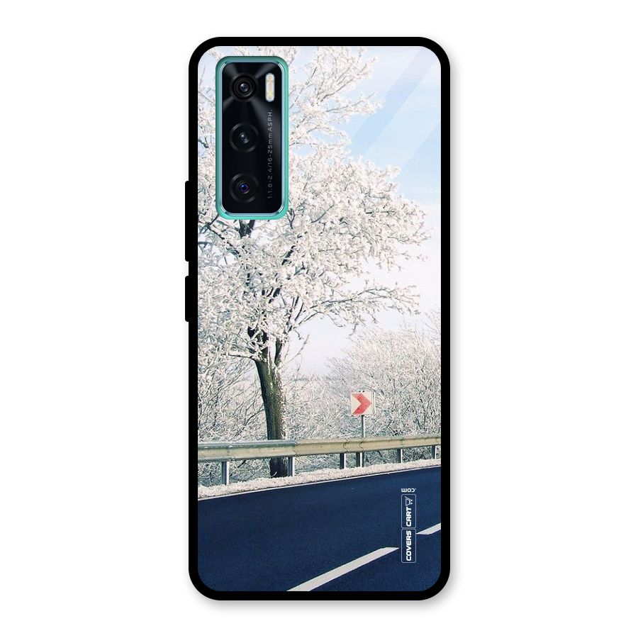White Snow Tree Glass Back Case for Vivo V20 SE