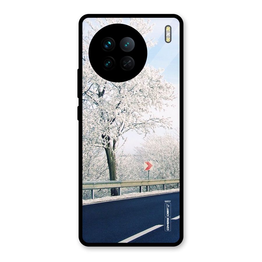 White Snow Tree Glass Back Case for Vivo X90