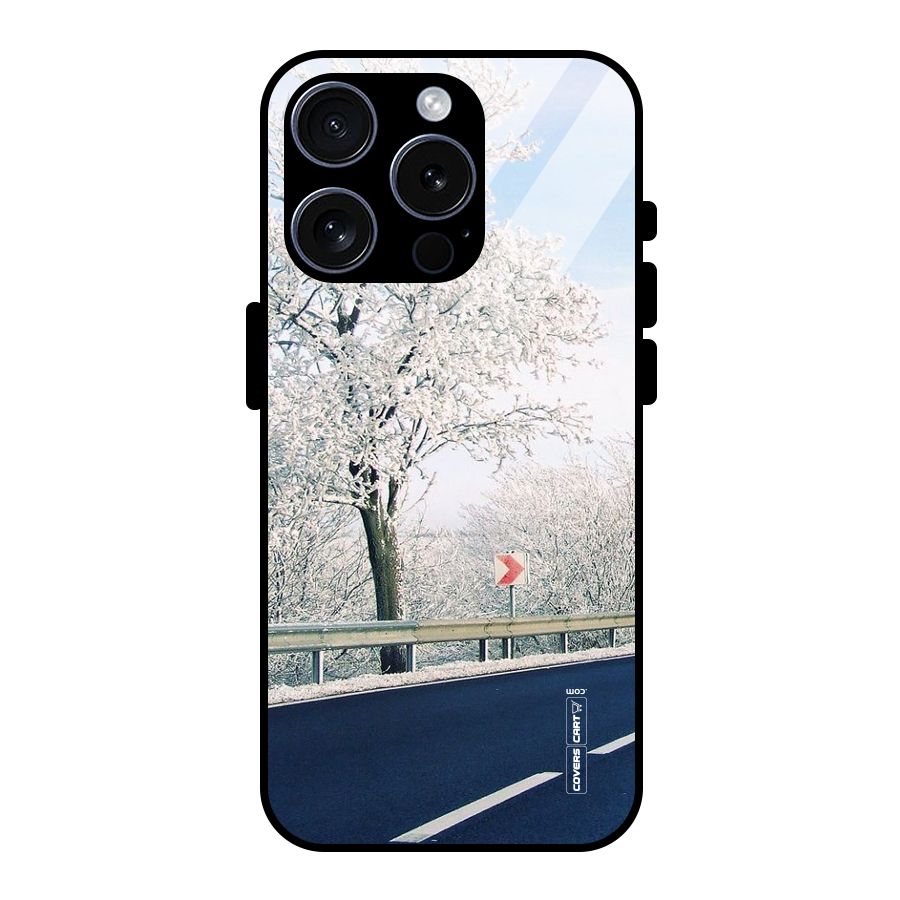 White Snow Tree Glass Back Case for iPhone 15 Pro