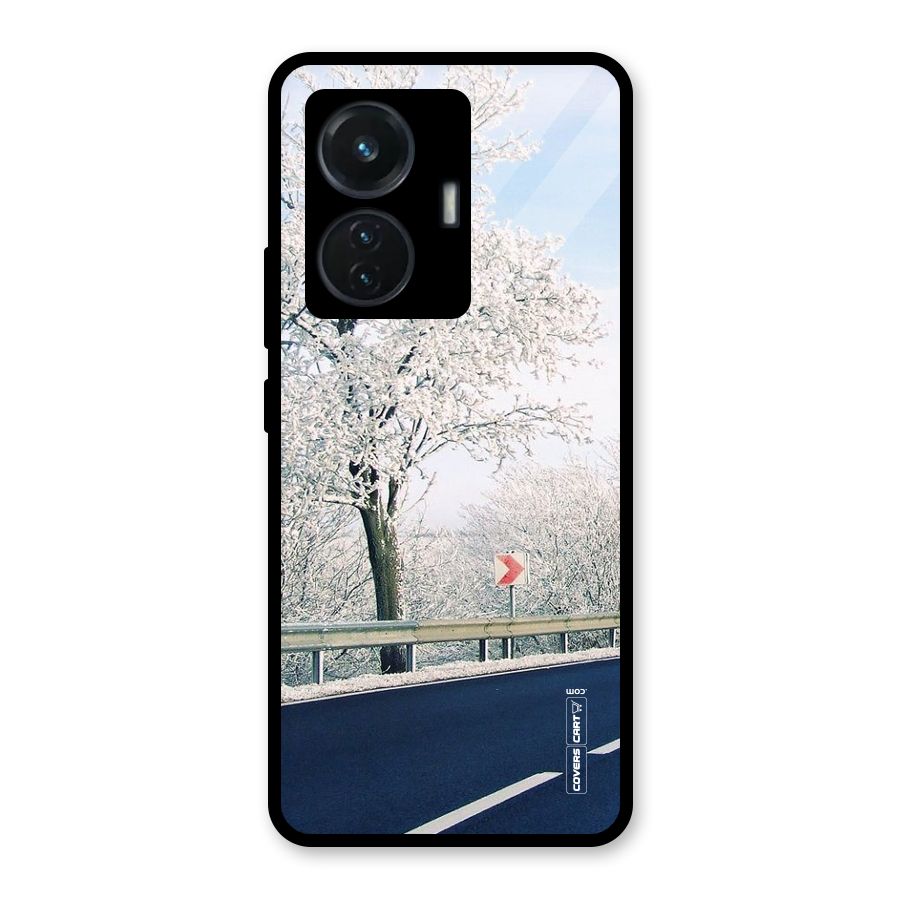 White Snow Tree Glass Back Case for iQOO Z6 44W