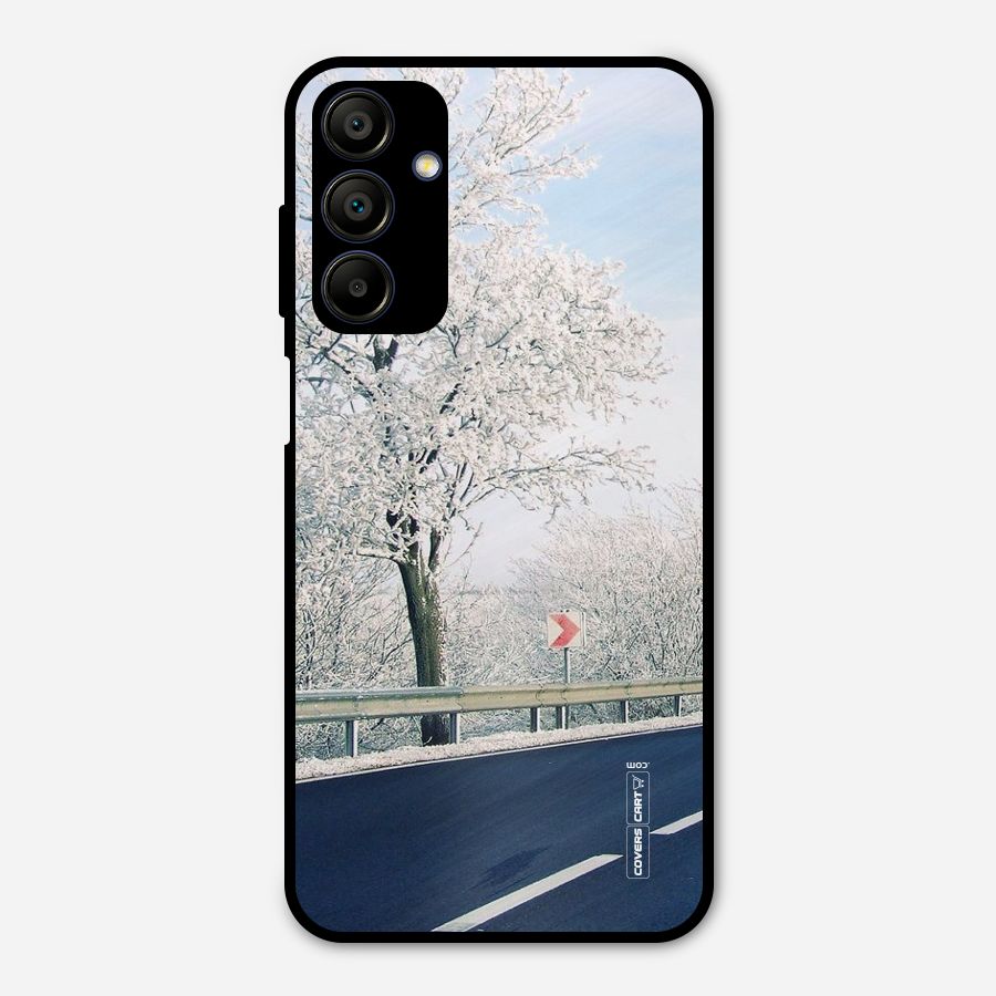White Snow Tree Metal Back Case for Galaxy A15 5G