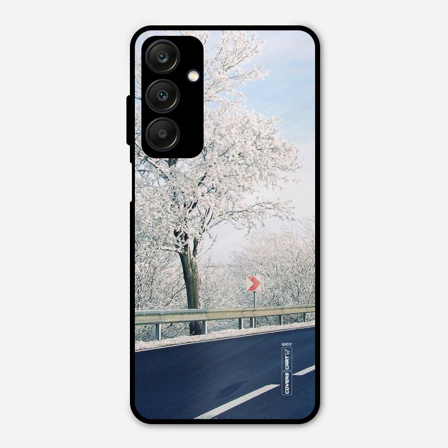 White Snow Tree Metal Back Case for Galaxy A25 5G