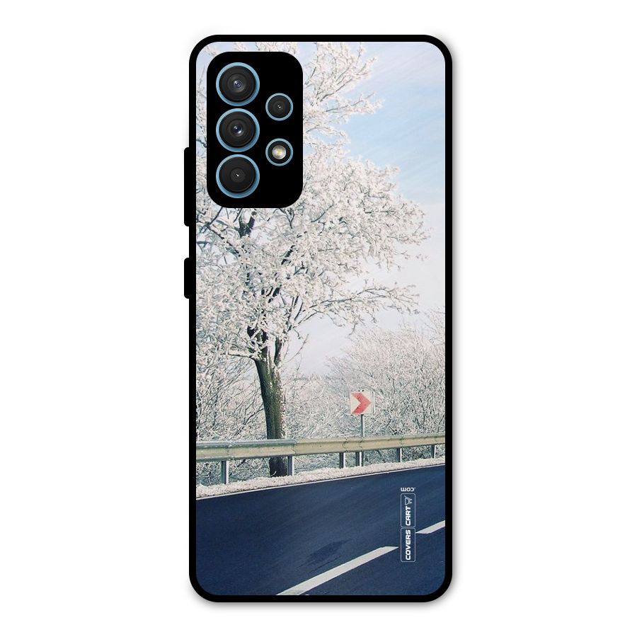 White Snow Tree Metal Back Case for Galaxy A32