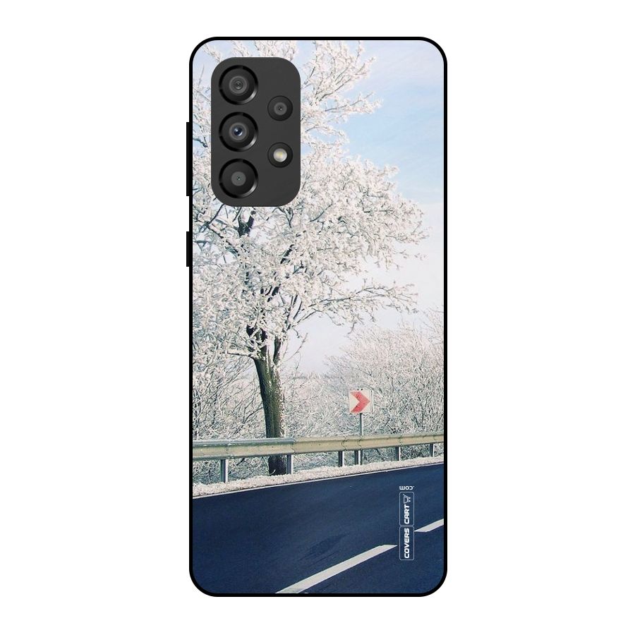 White Snow Tree Metal Back Case for Galaxy A33 5G