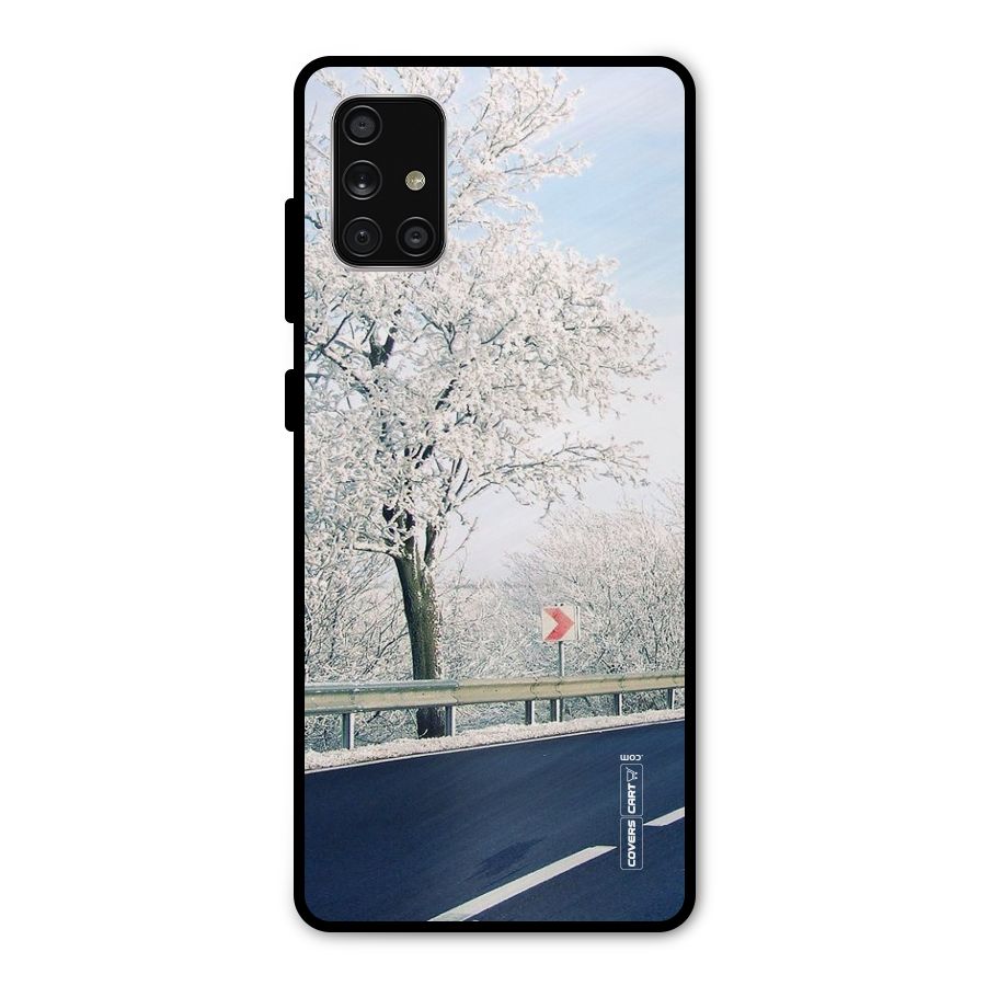 White Snow Tree Metal Back Case for Galaxy A71