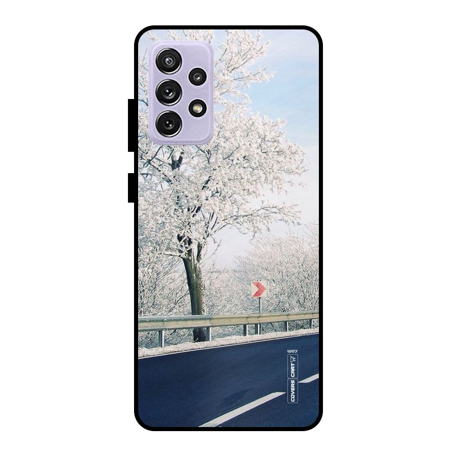 White Snow Tree Metal Back Case for Galaxy A72