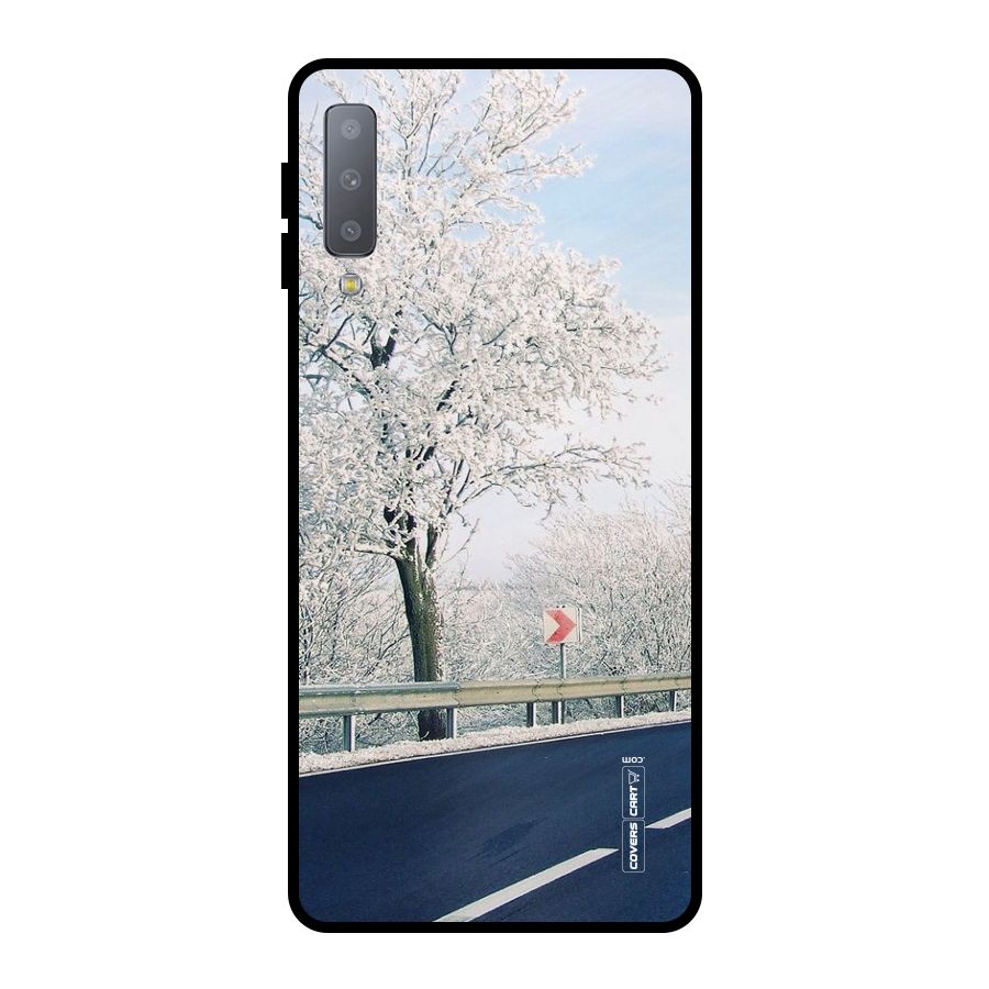 White Snow Tree Metal Back Case for Galaxy A7 (2018)