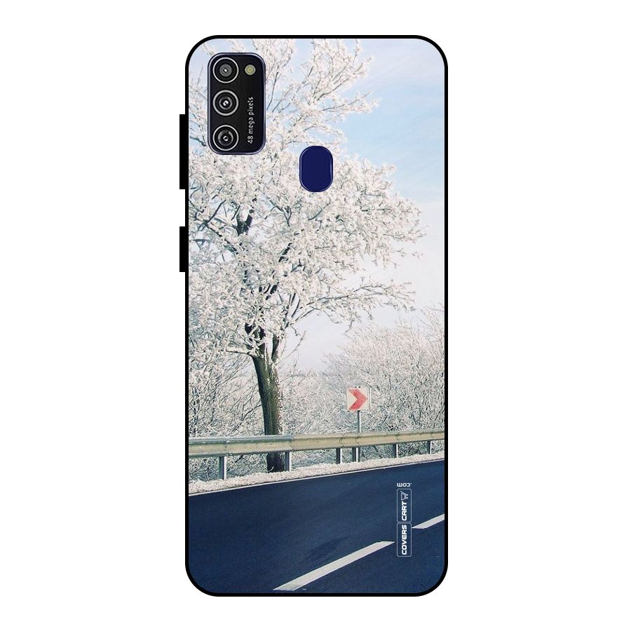 White Snow Tree Metal Back Case for Galaxy M30s