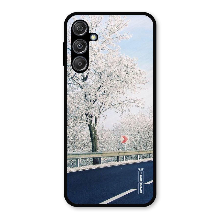 White Snow Tree Metal Back Case for Galaxy M34 5G