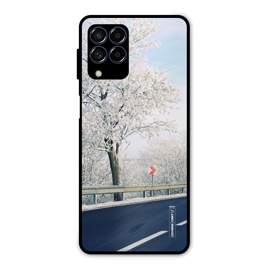 White Snow Tree Metal Back Case for Galaxy M53 5G