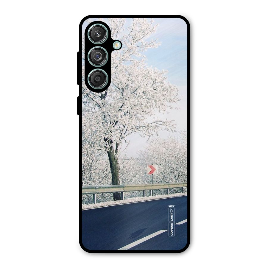 White Snow Tree Metal Back Case for Galaxy M55 5G