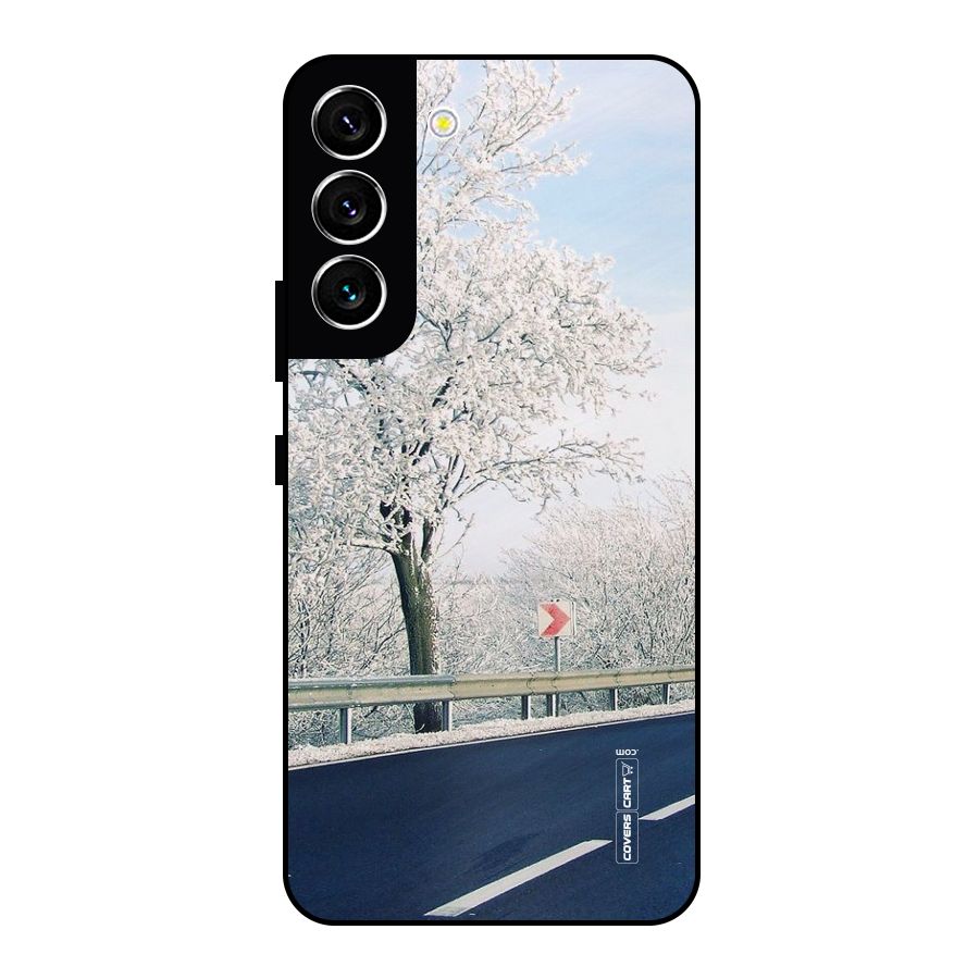 White Snow Tree Metal Back Case for Galaxy S22 5G