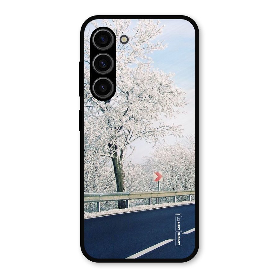 White Snow Tree Metal Back Case for Galaxy S23