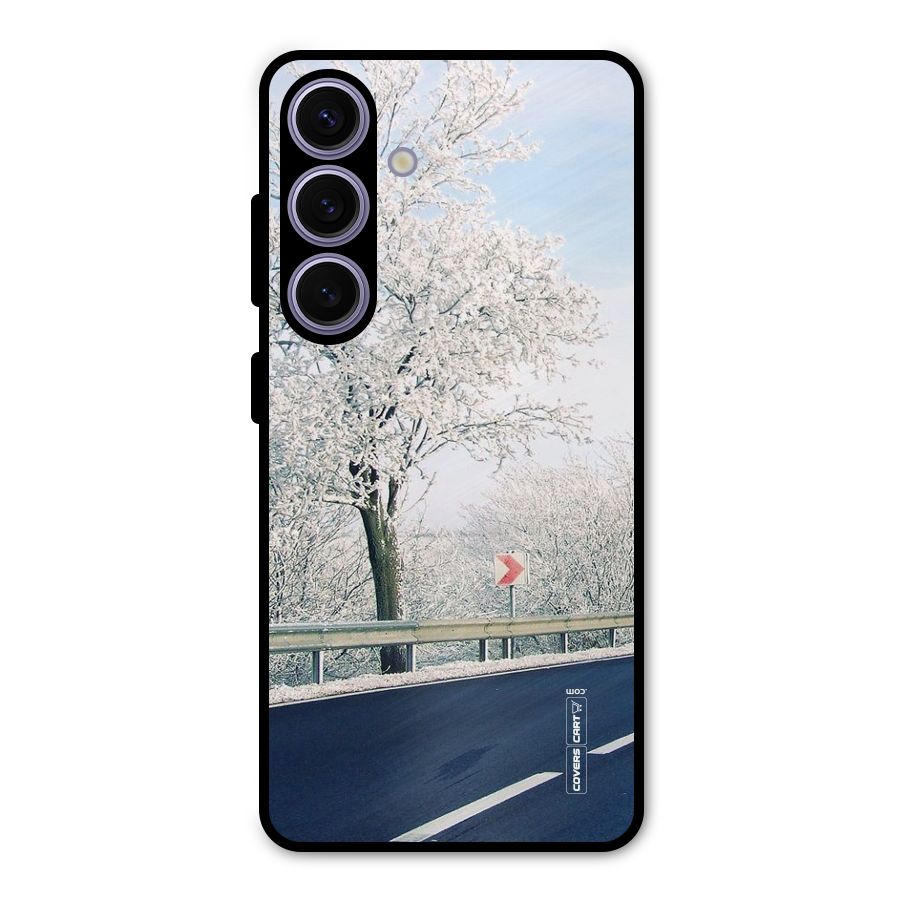 White Snow Tree Metal Back Case for Galaxy S24