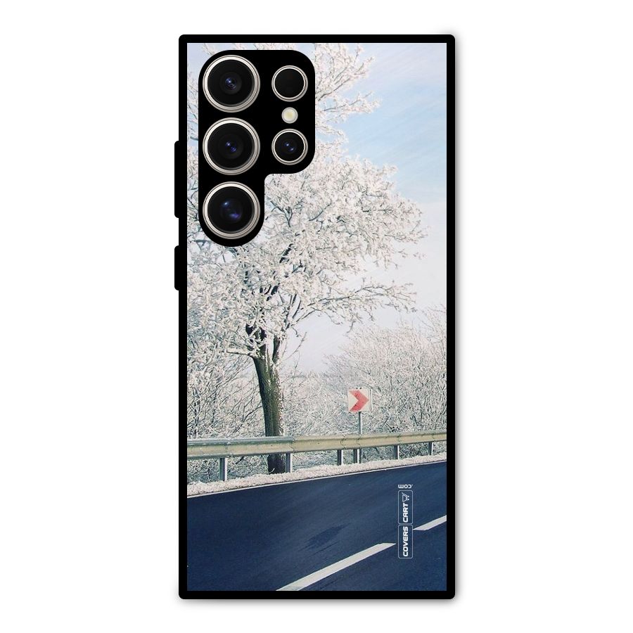 White Snow Tree Metal Back Case for Galaxy S24 Ultra