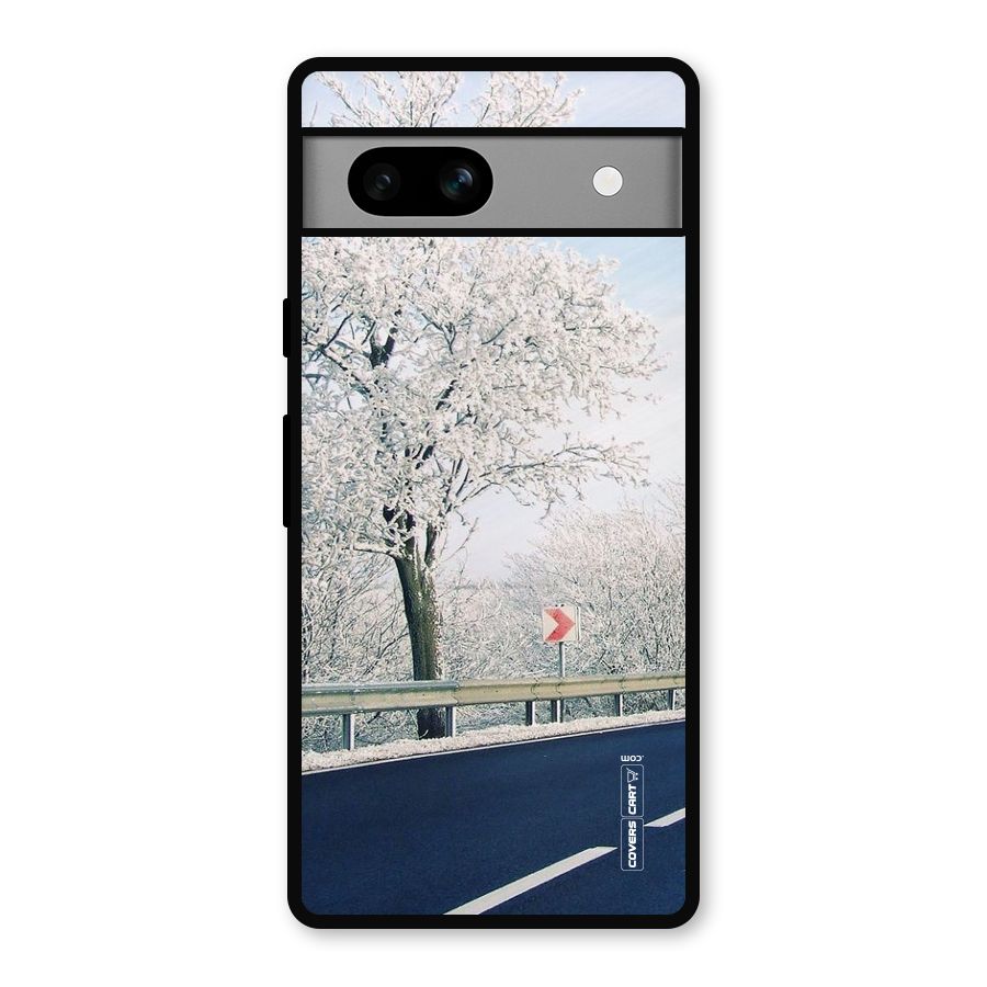 White Snow Tree Metal Back Case for Google Pixel 7a