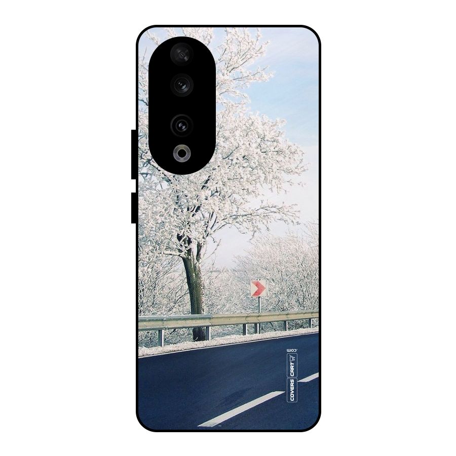 White Snow Tree Metal Back Case for Honor 90