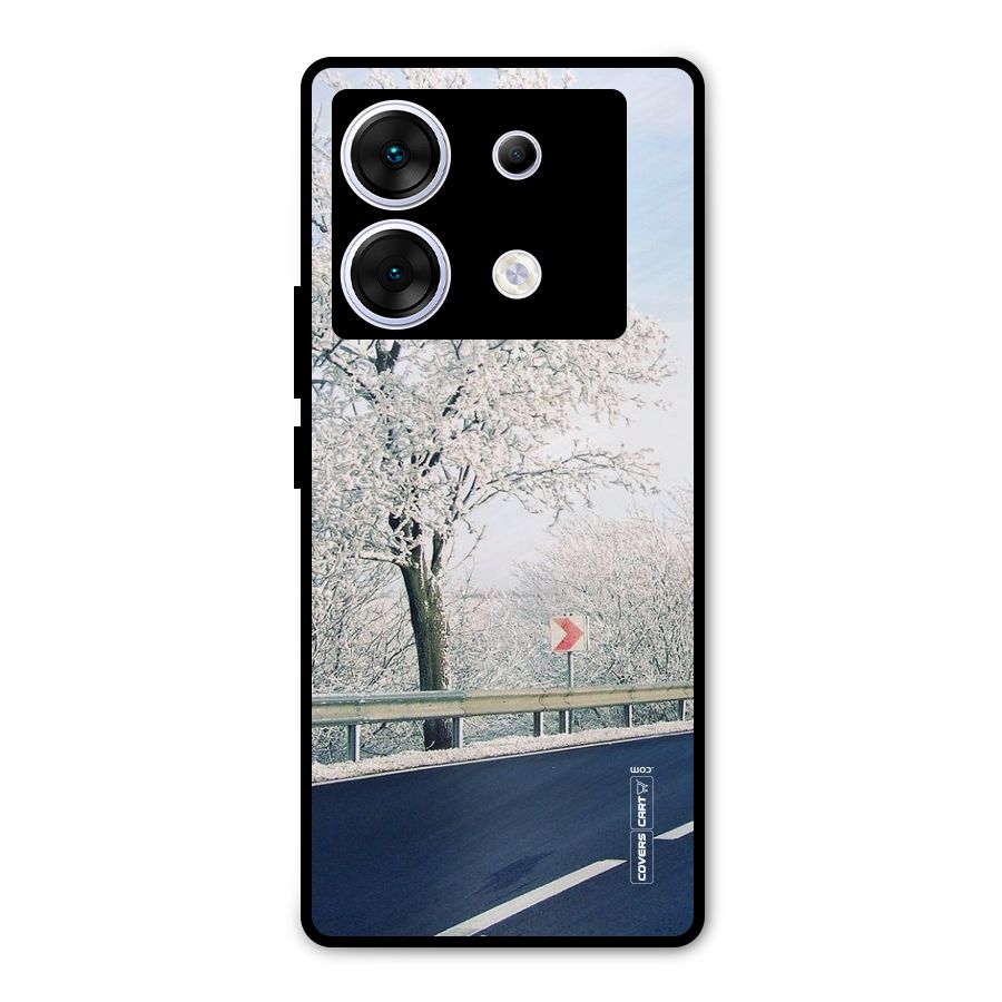 White Snow Tree Metal Back Case for Infinix Zero 30 5G