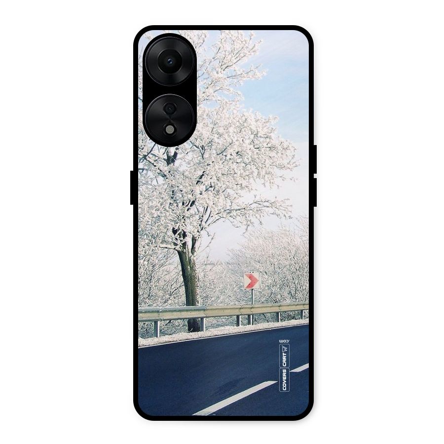 White Snow Tree Metal Back Case for Oppo A78 5G