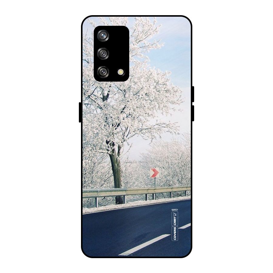 White Snow Tree Metal Back Case for Oppo F19