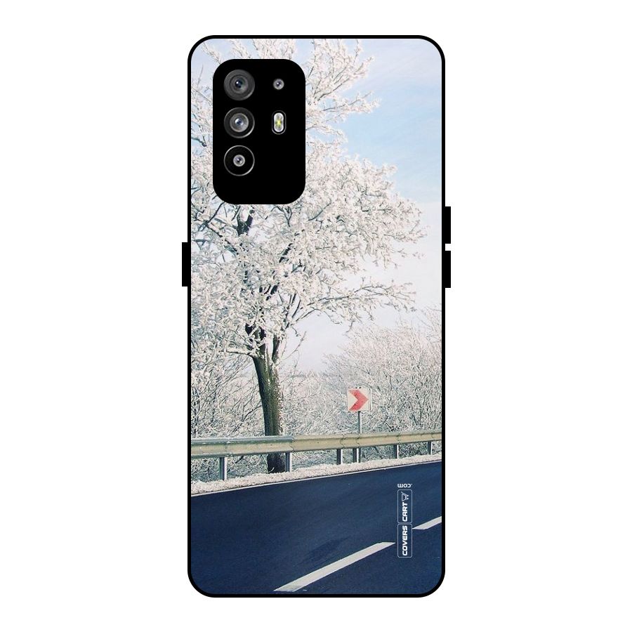 White Snow Tree Metal Back Case for Oppo F19 Pro Plus 5G