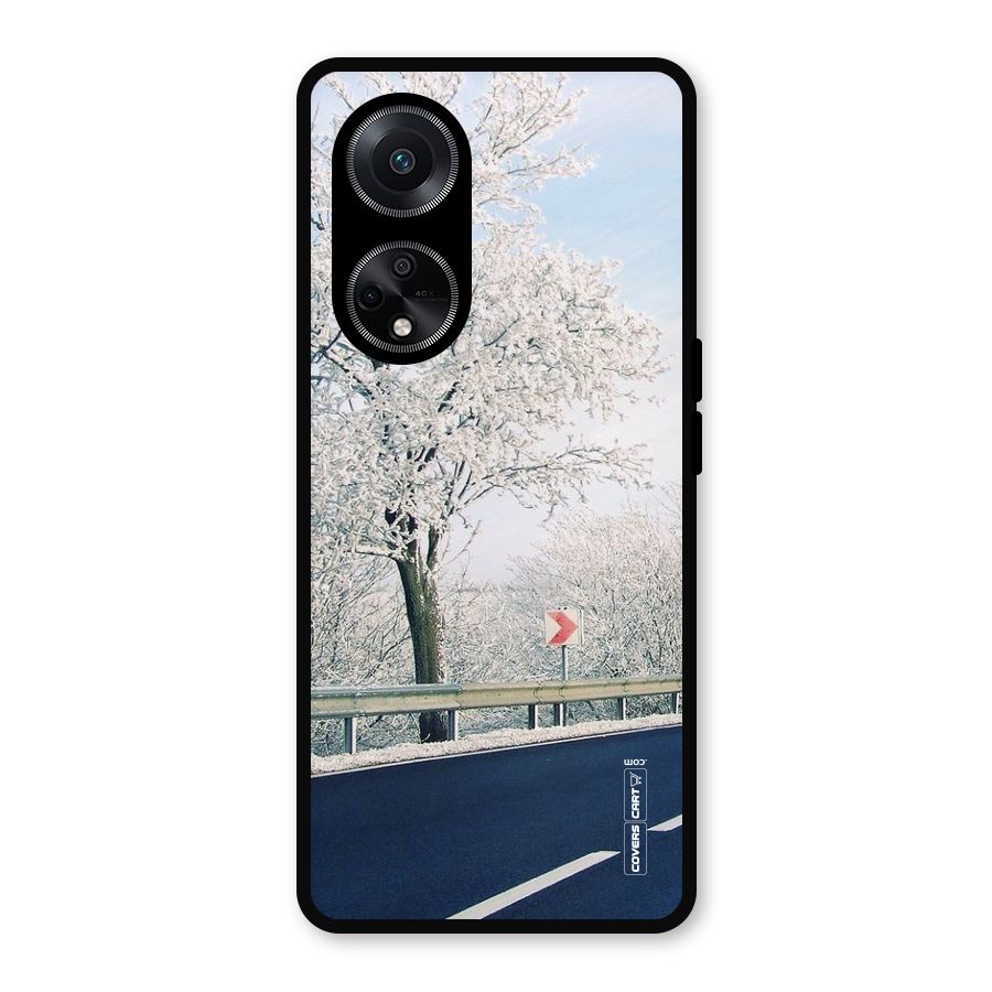 White Snow Tree Metal Back Case for Oppo F23