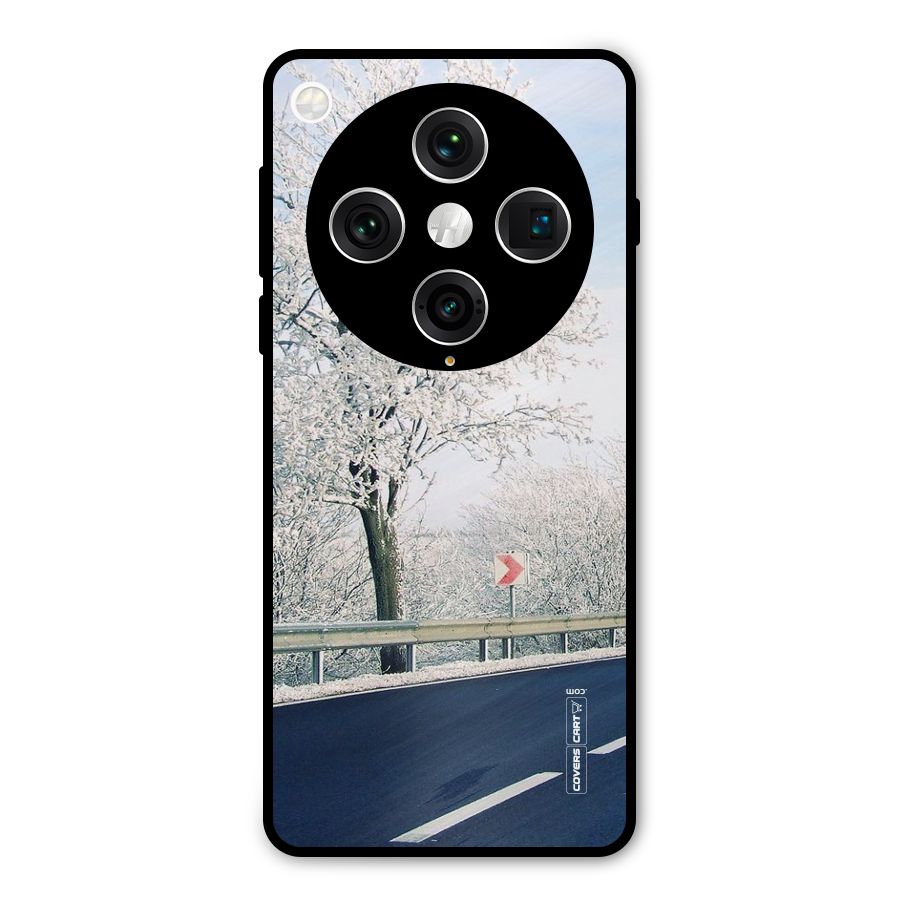 White Snow Tree Metal Back Case for Oppo Find X8 Pro