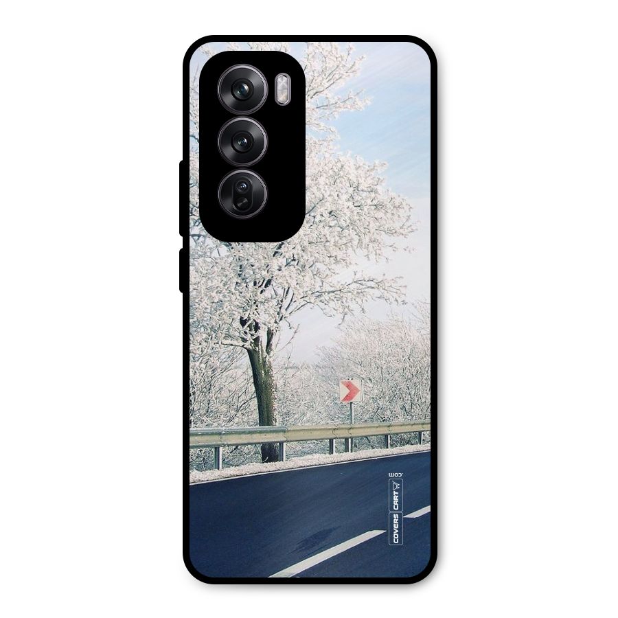 White Snow Tree Metal Back Case for Oppo Reno12 Pro