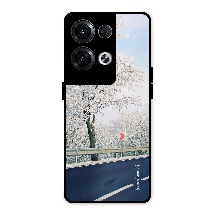 White Snow Tree Metal Back Case for Oppo Reno8 Pro 5G