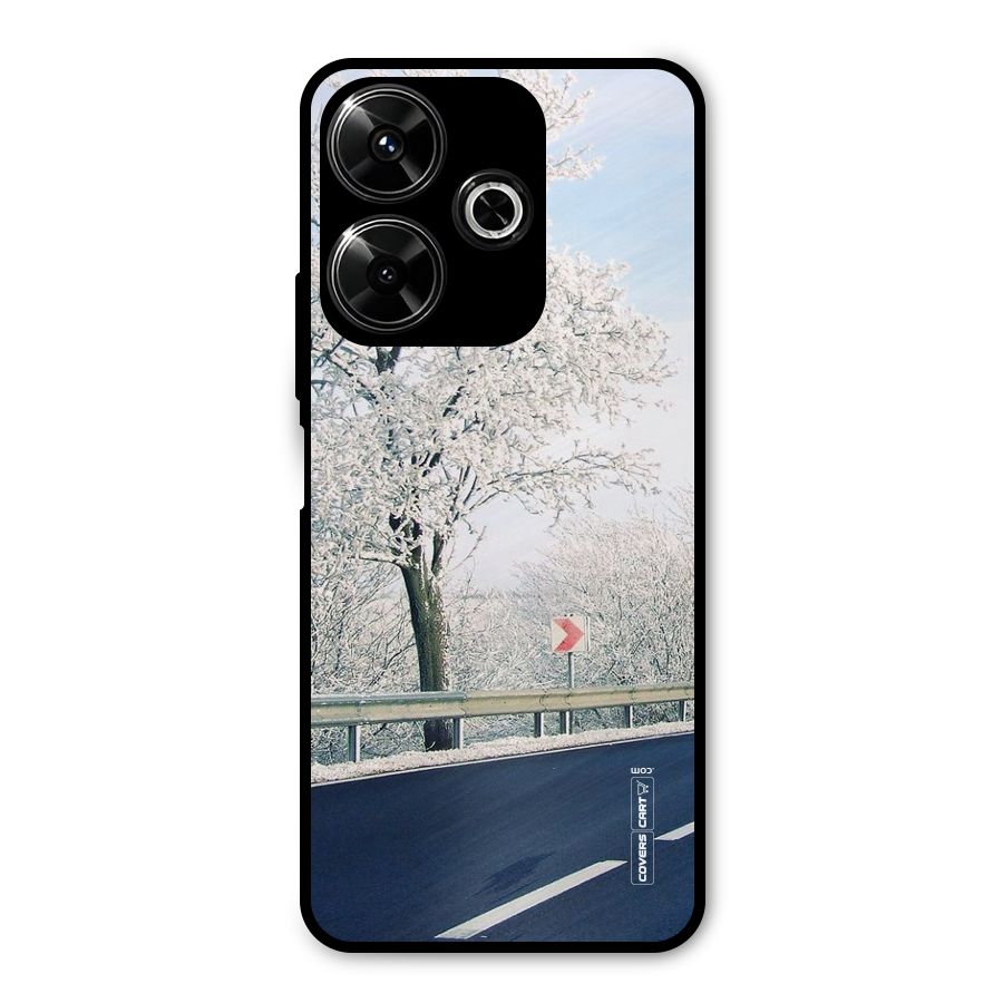 White Snow Tree Metal Back Case for Poco M6 Plus