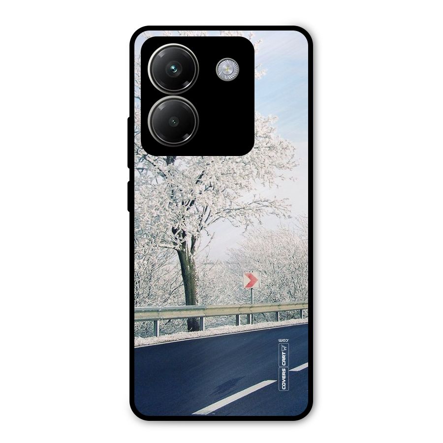 White Snow Tree Metal Back Case for Poco M7 Pro 5G
