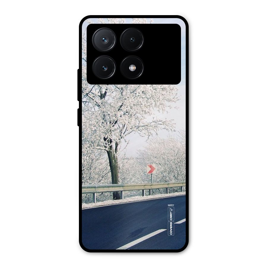 White Snow Tree Metal Back Case for Poco X6 Pro
