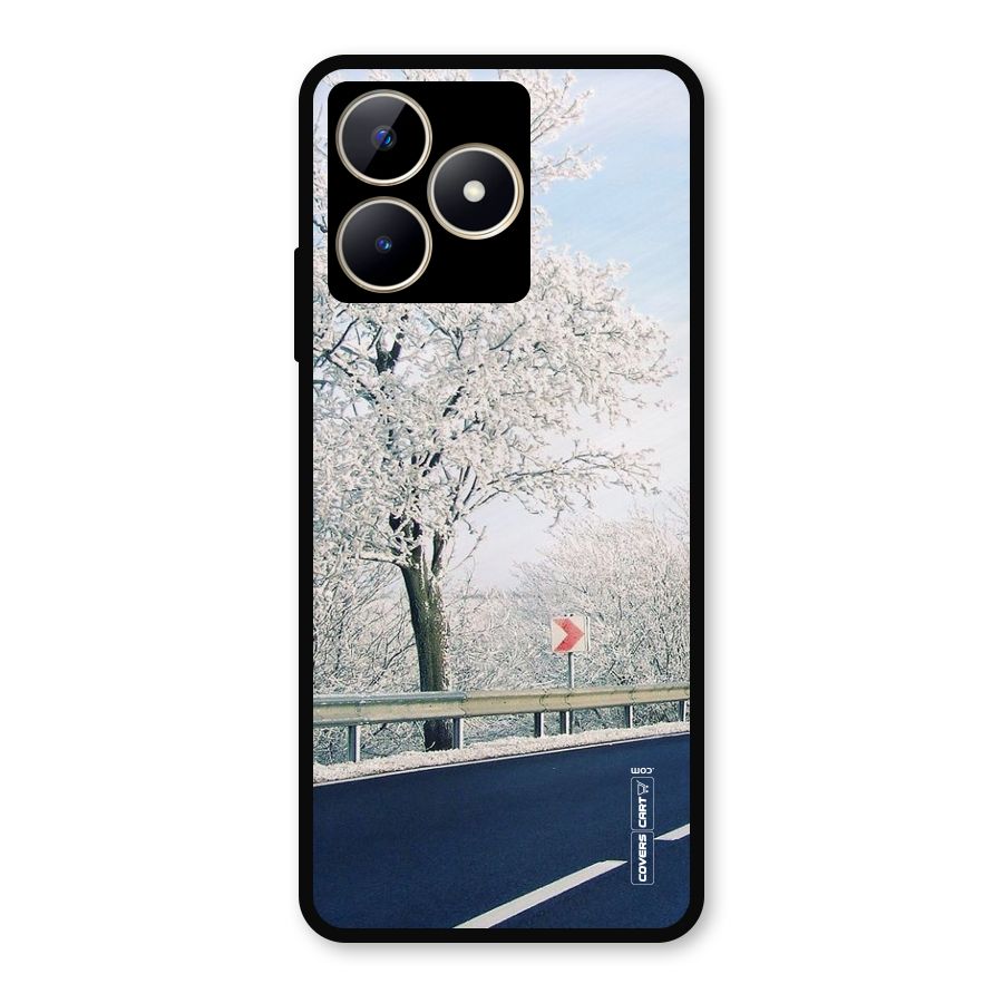 White Snow Tree Metal Back Case for Realme C53