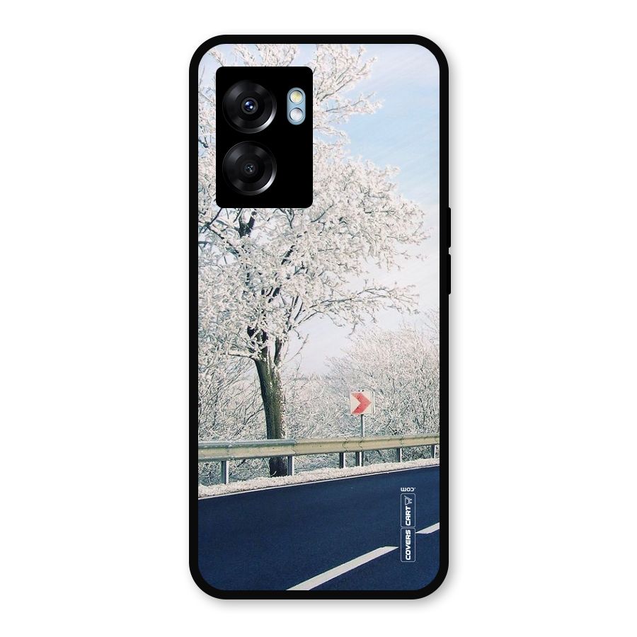 White Snow Tree Metal Back Case for Realme Narzo 50 5G