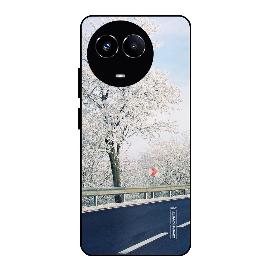 White Snow Tree Metal Back Case for Realme Narzo 60X