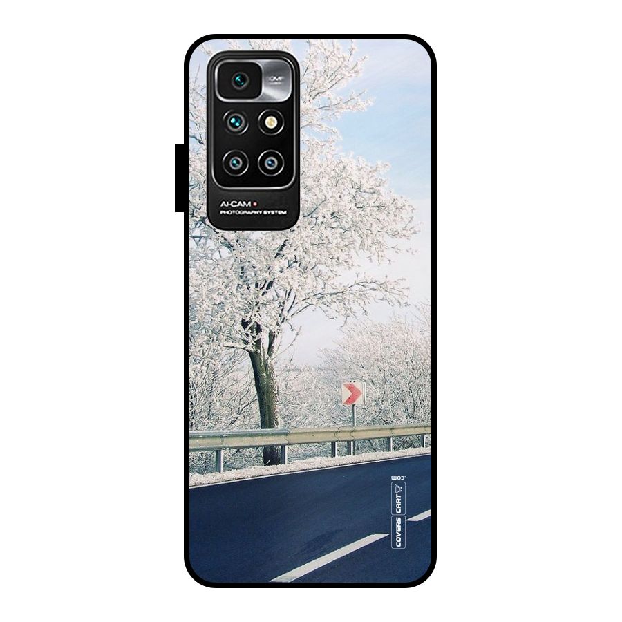 White Snow Tree Metal Back Case for Redmi 10 Prime