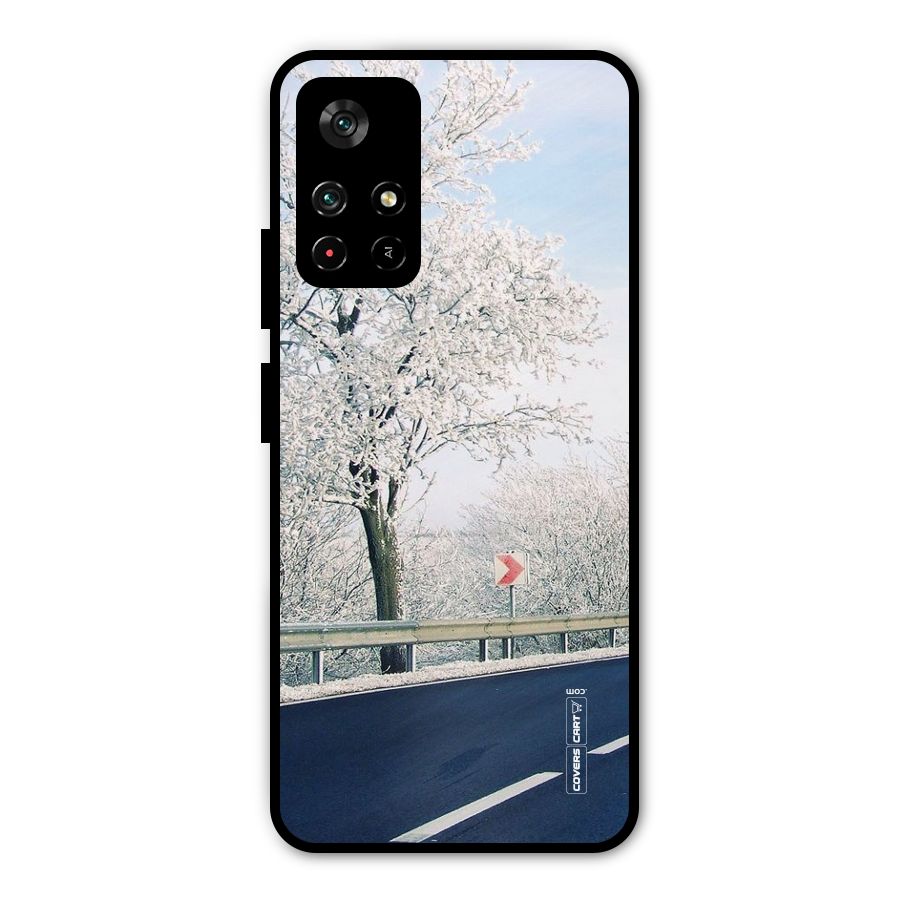 White Snow Tree Metal Back Case for Redmi Note 11T 5G
