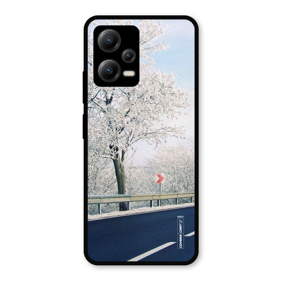 White Snow Tree Metal Back Case for Redmi Note 12 5G