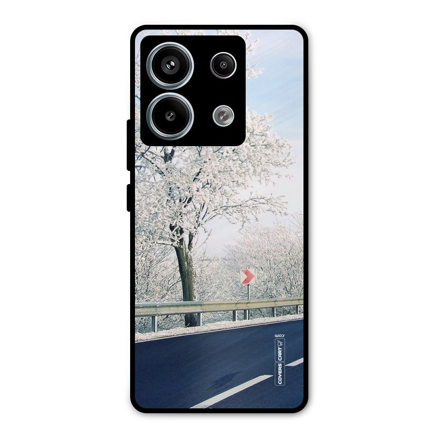 White Snow Tree Metal Back Case for Redmi Note 13 Pro 5G
