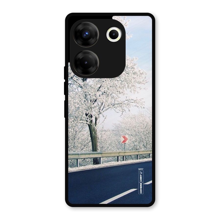 White Snow Tree Metal Back Case for Tecno Camon 20 Pro