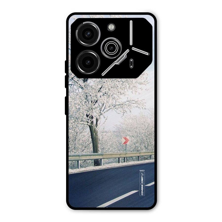 White Snow Tree Metal Back Case for Tecno Pova 6 Pro