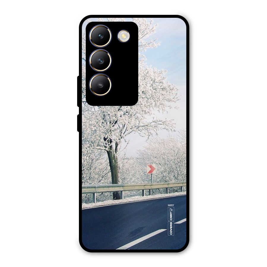 White Snow Tree Metal Back Case for Vivo T3 5G