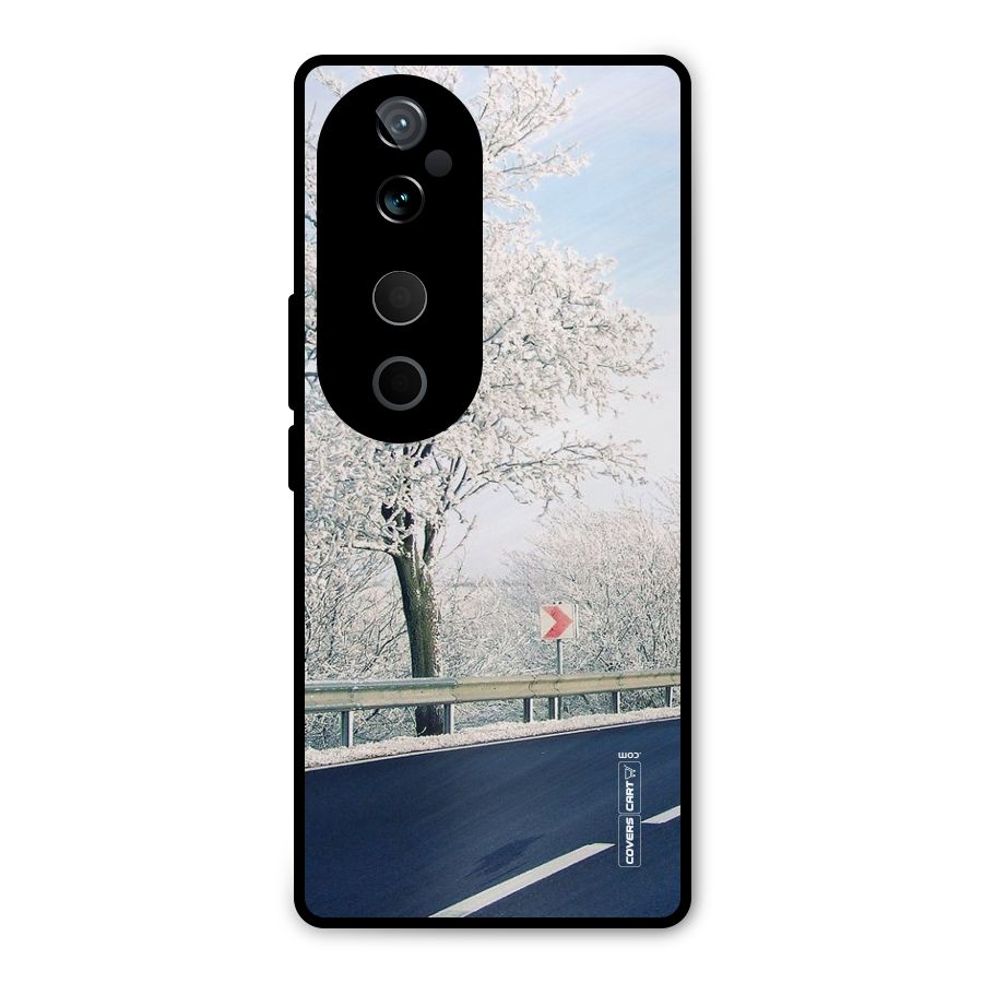 White Snow Tree Metal Back Case for Vivo T3 Ultra