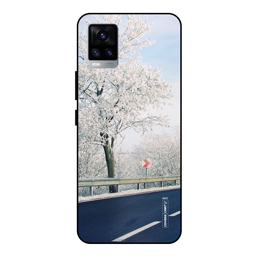 White Snow Tree Metal Back Case for Vivo V20 2021