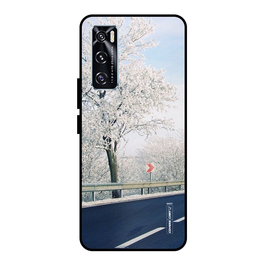 White Snow Tree Metal Back Case for Vivo V20 SE