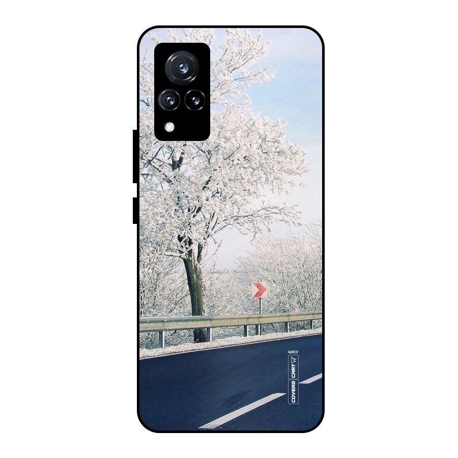 White Snow Tree Metal Back Case for Vivo V21 5G