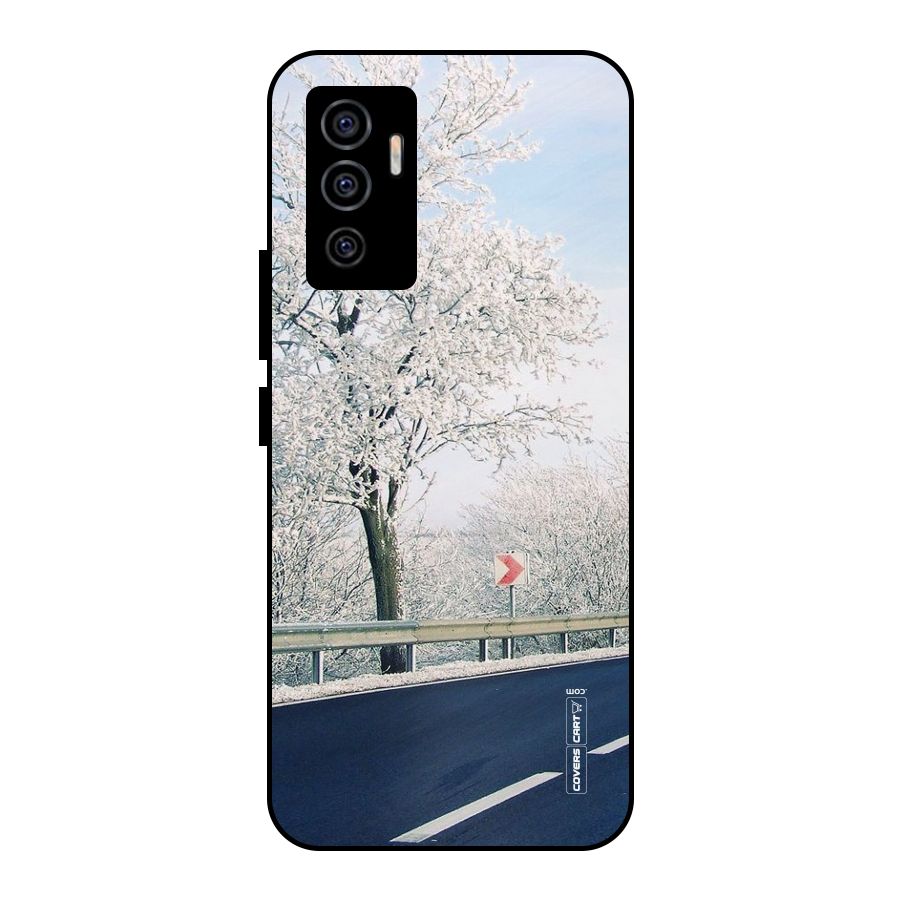 White Snow Tree Metal Back Case for Vivo V23e