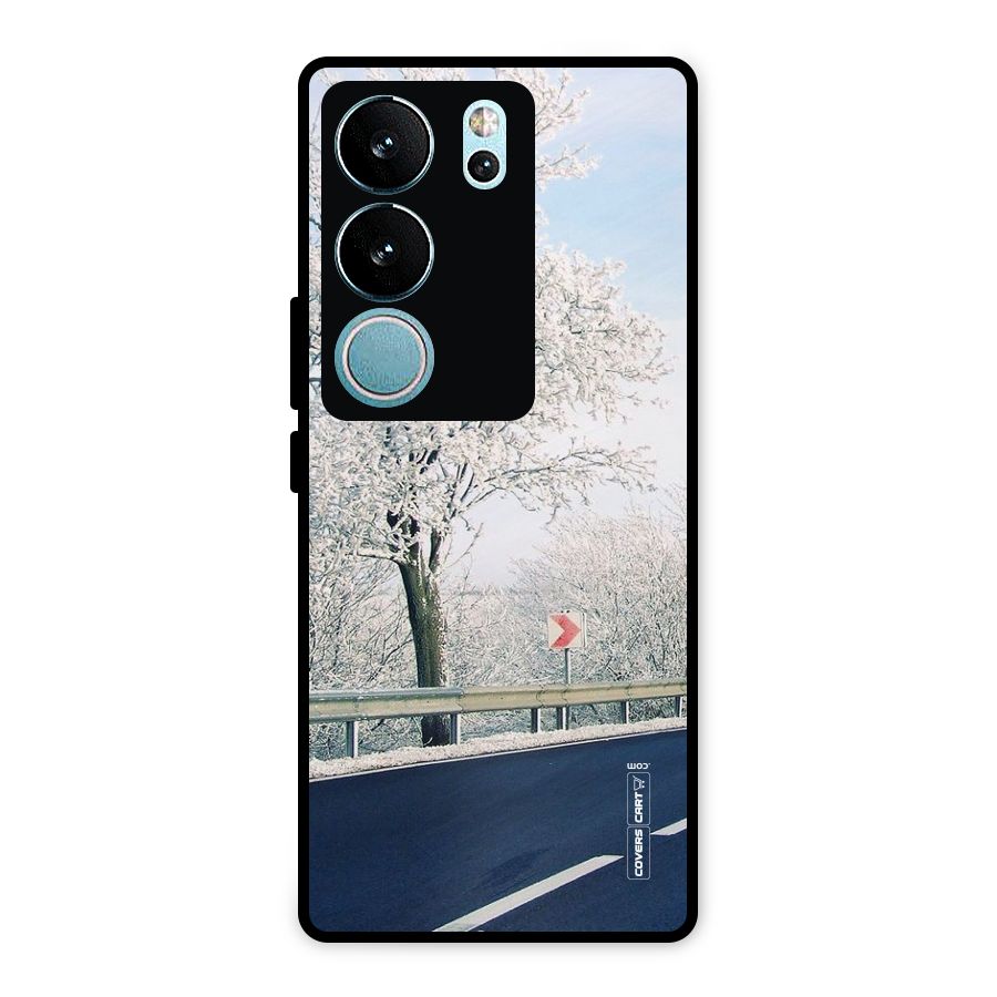 White Snow Tree Metal Back Case for Vivo V29