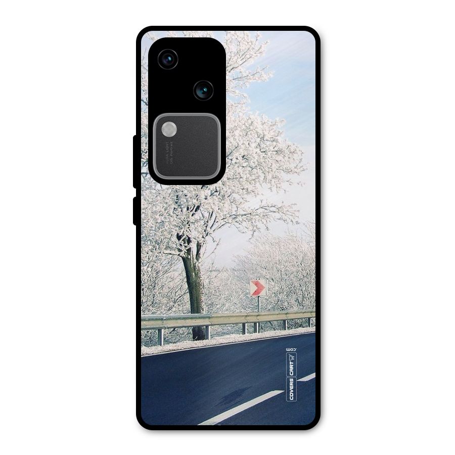 White Snow Tree Metal Back Case for Vivo V30